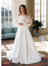 Beaded White Tulle Satin Chic Wedding Dress